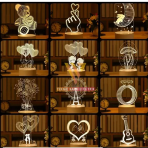 LAMPU 3 WARNA 3D AKRILIK